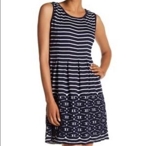 NWT Max Studio Navy Stripe Fit and Flare Dress